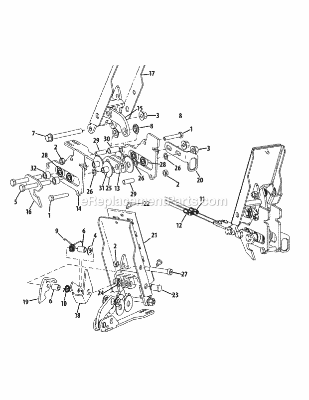 Brake Pedal Assembly Diagram and Parts List for S6032-D 53AY8DU6050 Cub Cadet Sprayer